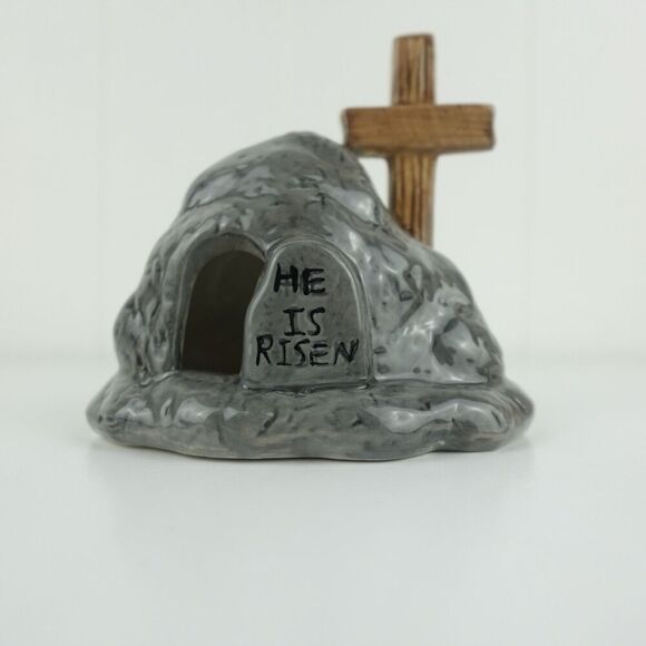 Easter "He Is Risen" Light Up Rock with Cross Decor - Picture 1 of 6